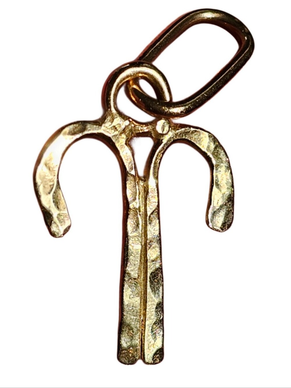 14k Hammered Gold Modern Artisan Aries Zodiac Pendant
